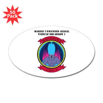 MUAVS1 - M01 - 01 - Marine Unmanned Aerial Vehicle Sqdrn 1 with text - Sticker (Oval 50 pk) - Click Image to Close
